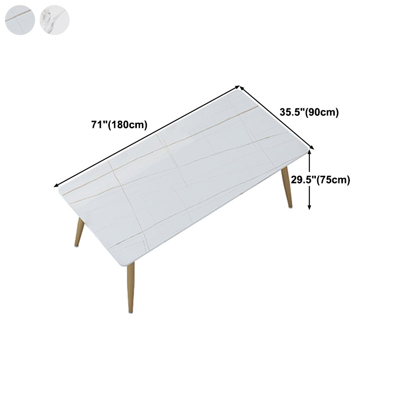 Stone Top Gold Base Dinner Room Kitchen Table Traditional Luxury Rectangle Dining Table