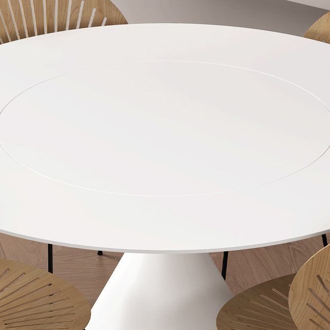 Contemporary Pedestal Dining Table Round Stone Furniture for Dining Room