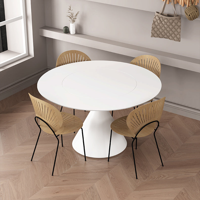 Contemporary Pedestal Dining Table Round Stone Furniture for Dining Room