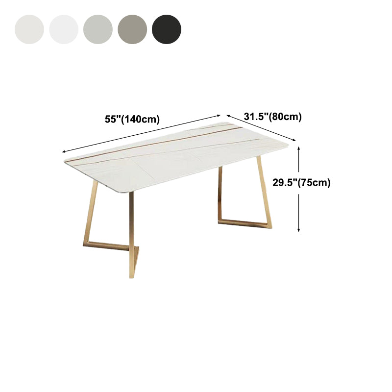 Traditional Luxury Dining Table Sintered Stone Rectangle Table with Gold Base