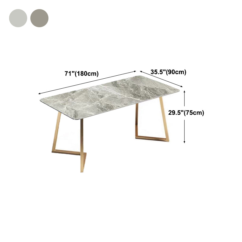 Traditional Luxury Dining Table Sintered Stone Rectangle Table with Gold Base