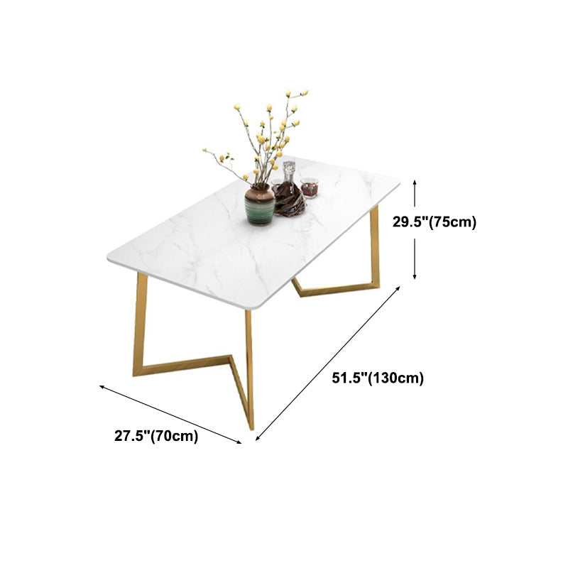 Traditional Luxury Dining Table Sintered Stone Rectangle Table with Gold Base