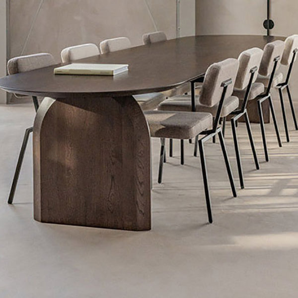 Pine Solid Wood Dining Table Modern Oval Dining Table with Double Pedestal