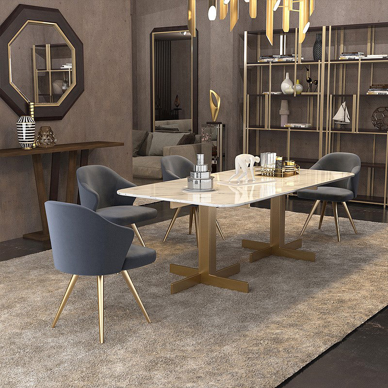 Traditional Luxury Dining Table White Marble Rectangle Dining Table for Home