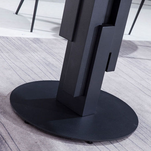 Round Modern Stone Table Standard Height Dining Table with Pedestal Base