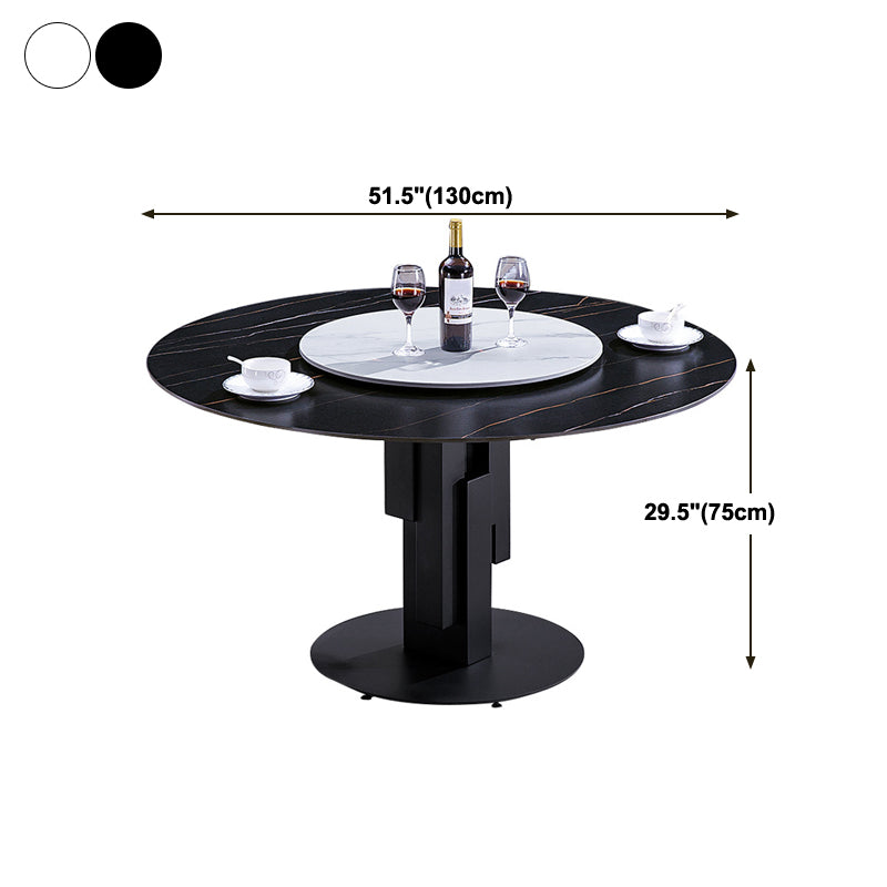 Round Modern Stone Table Standard Height Dining Table with Pedestal Base