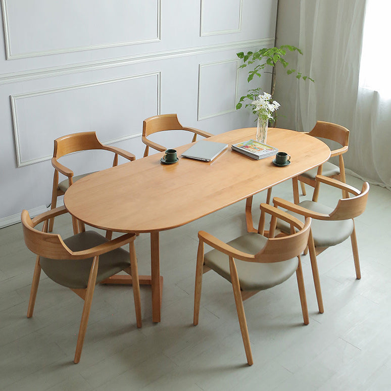 Solid Wood Dining Table Oval Contemporary Style Dinette Table for Home Kitchen