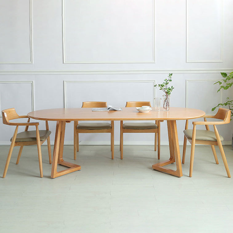 Solid Wood Dining Table Oval Contemporary Style Dinette Table for Home Kitchen