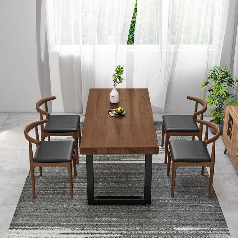 Solid Wood Top Dining Table Traditional Luxury Pine Wood Table with Sled Base