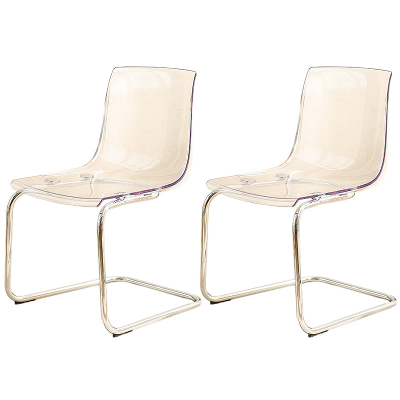 Acrylic Dining Armchair Contemporary Side Chair with Silver Base