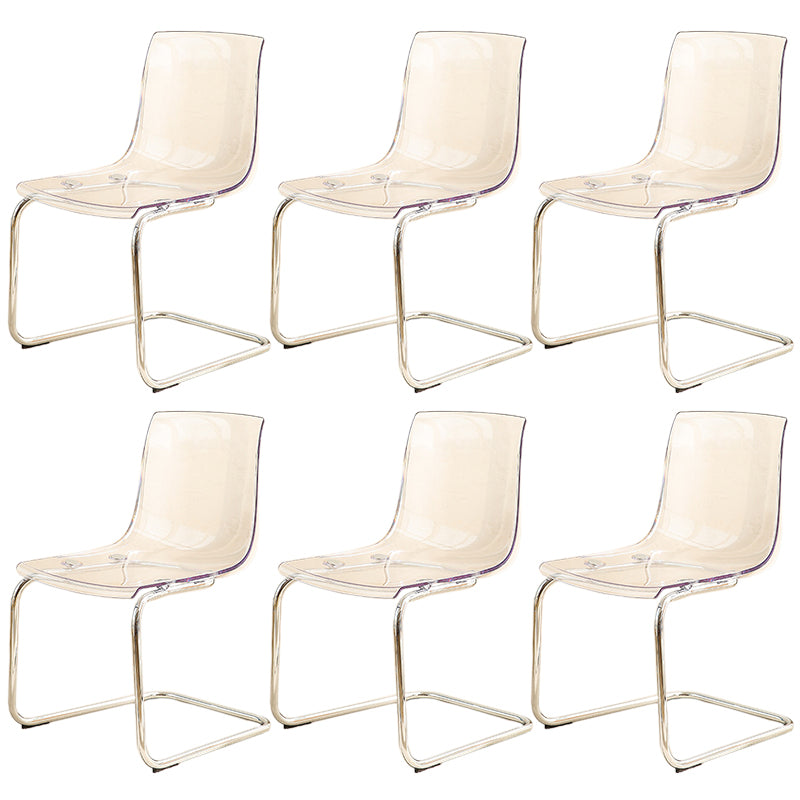 Acrylic Dining Armchair Contemporary Side Chair with Silver Base