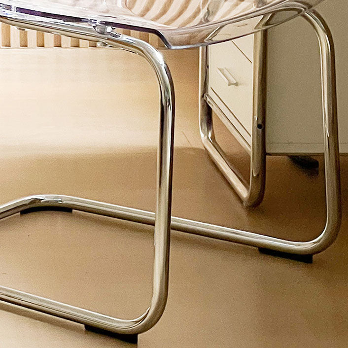 Acrylic Dining Armchair Contemporary Side Chair with Silver Base