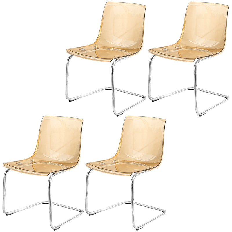 Acrylic Dining Armchair Contemporary Side Chair with Silver Base