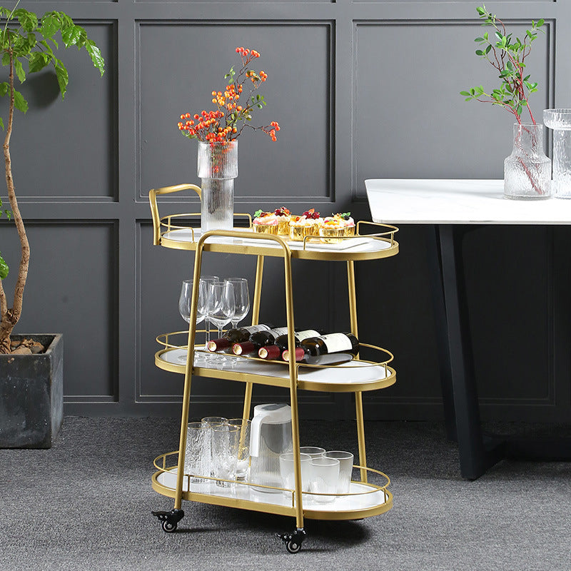 Contemporary Style Rolling Prep Table Stone Prep Table for Kitchen
