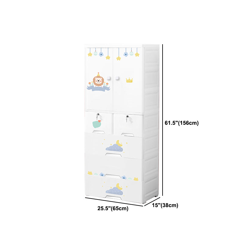 Contemporary Storage Cabinet with Drawers Plastic Cabinet for Bedroom