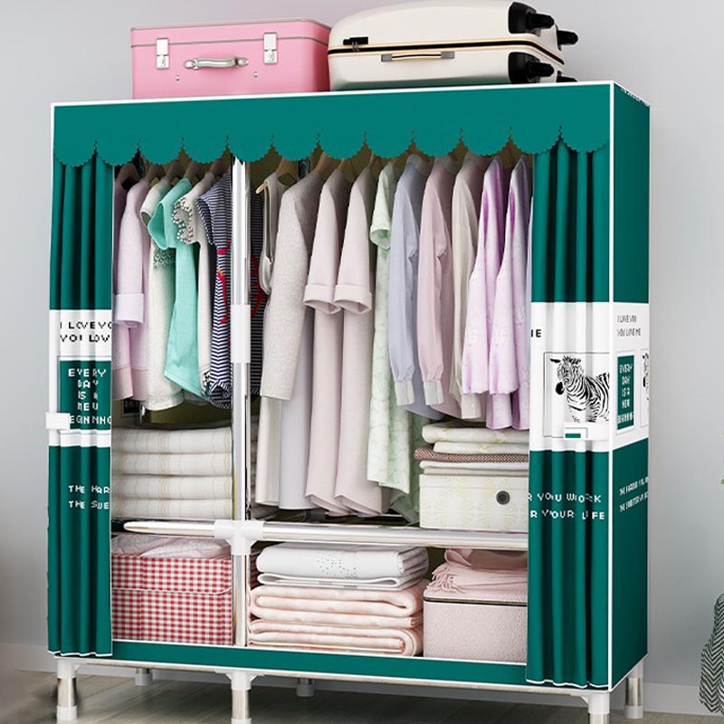 Contemporary Style Wardrobe Cabinet Steel Frame Wardrobe Armoire for Bedroom