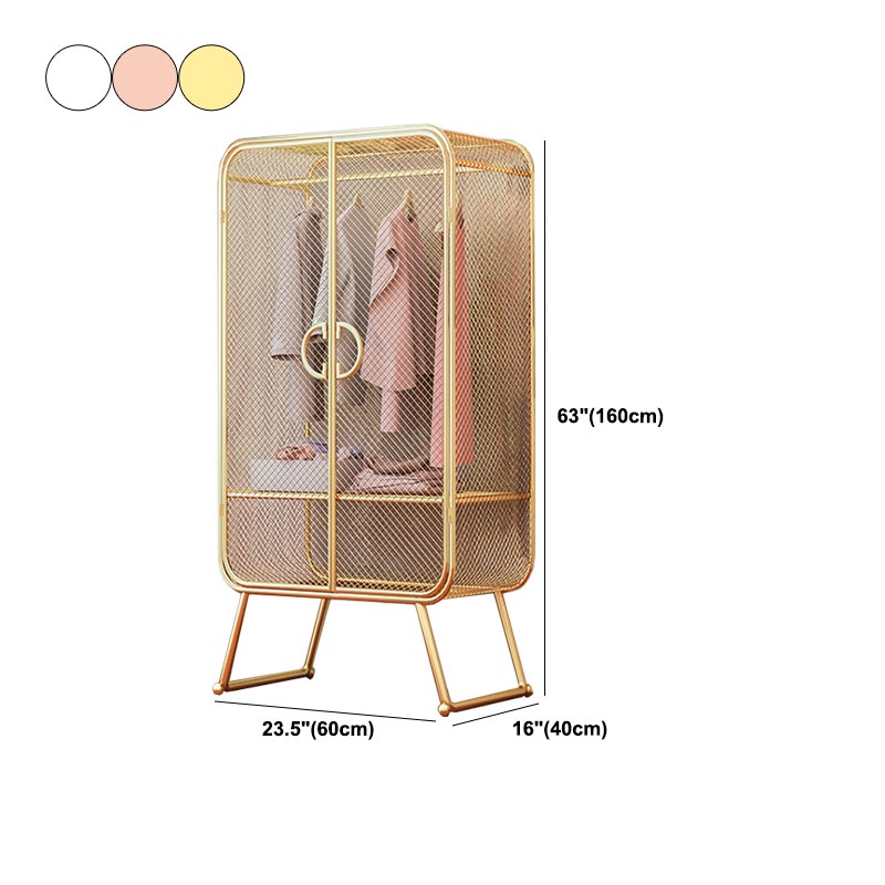 Metal Wardrobe Cabinet Contemporary Hinged Wardrobe Armoire for Home