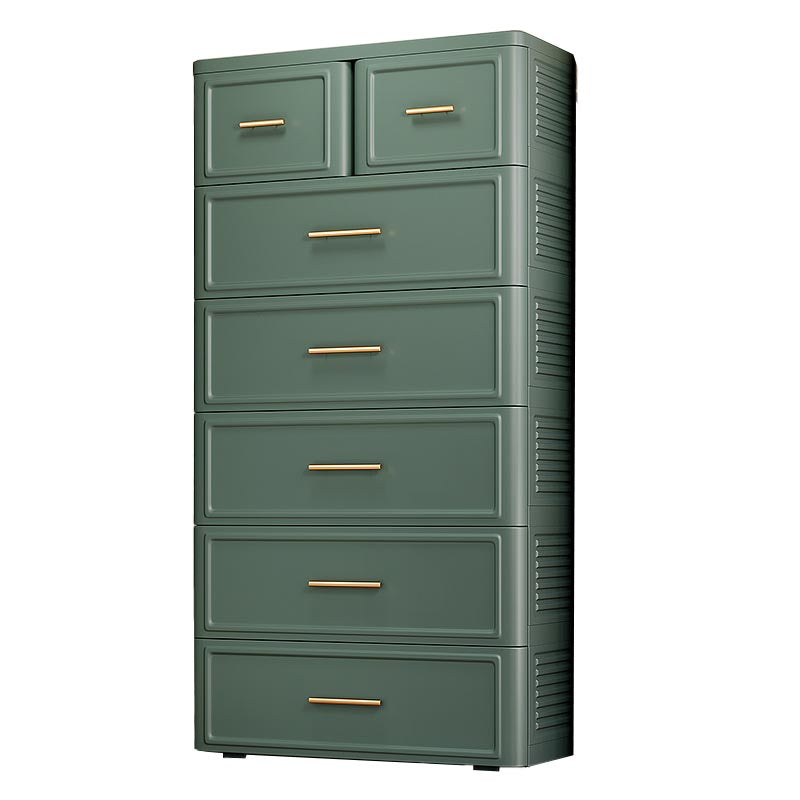 White and Green Non-Hanging Armoire Contemporary Plastic Cabinet