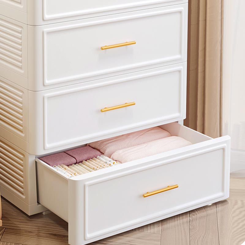 White and Green Non-Hanging Armoire Contemporary Plastic Cabinet