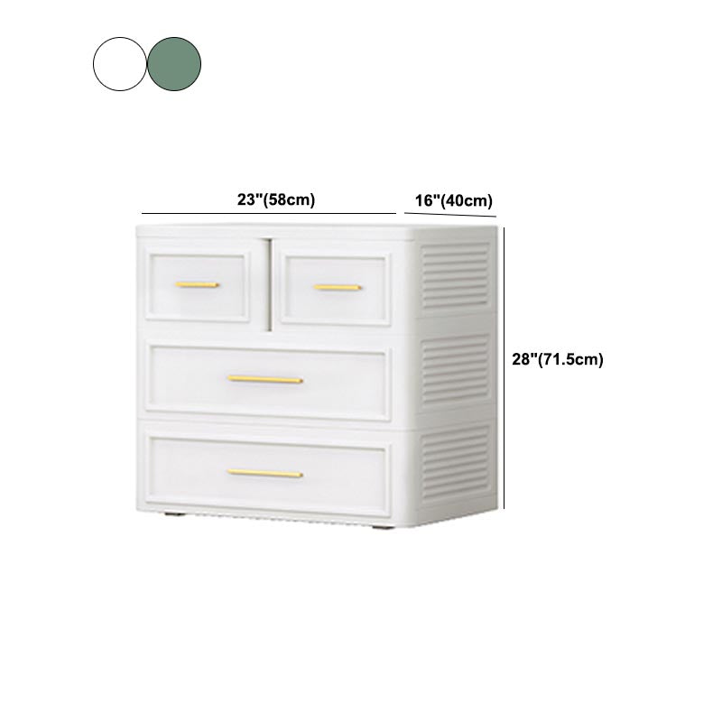 White and Green Non-Hanging Armoire Contemporary Plastic Cabinet