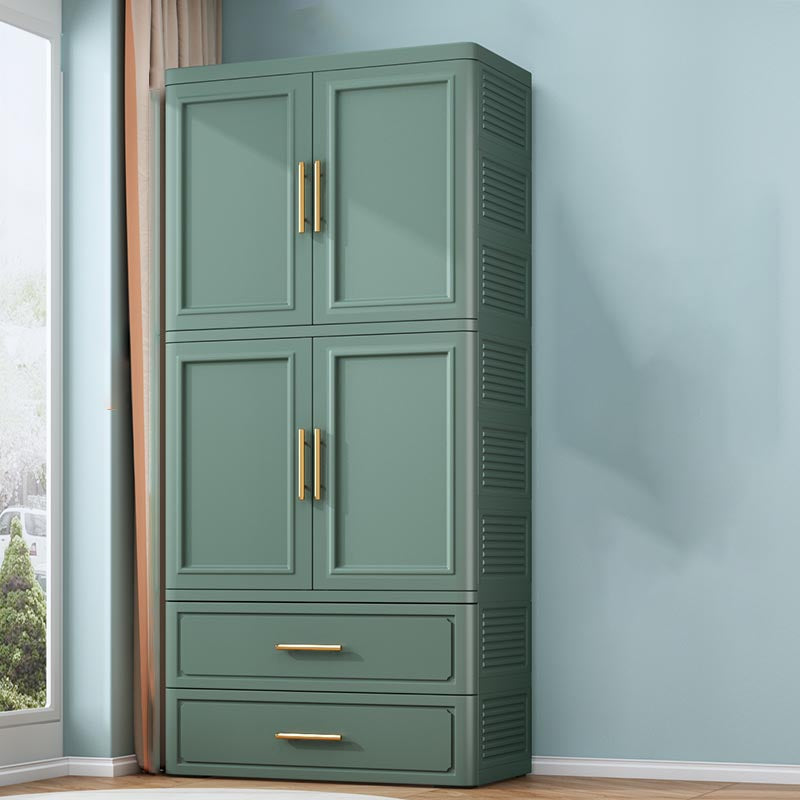 Contemporary 2-Door Wardrobe Armoire Plastic Storage Cabinet