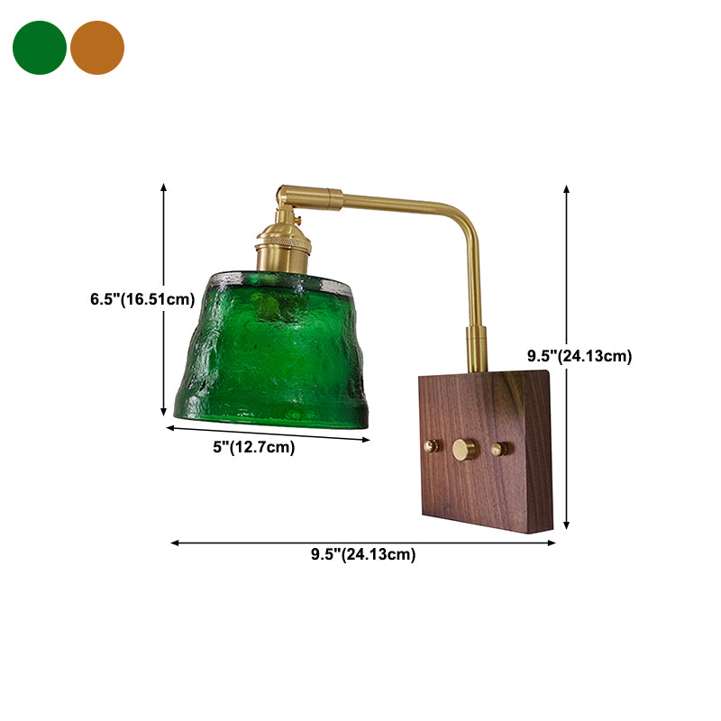 Modern Wood Wall Sconce Geometric Shape Wall Light with Glass Shade for Bedroom