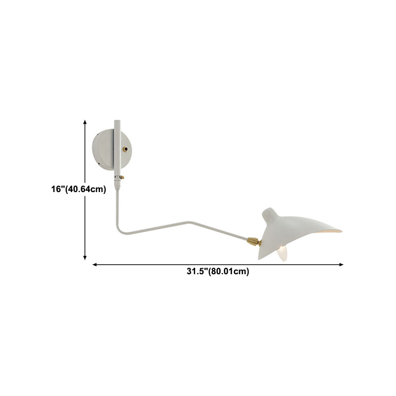 Modern Wall Sconce Linear Shape Reading Wall Light with Metal Shade in White for Bedroom