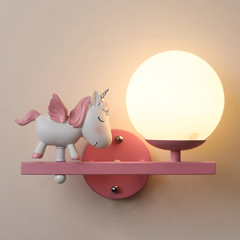 Modern Metal Wall Sconce Ball Shape Wall Light with Glass Shade for Bedroom