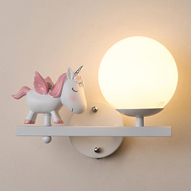 Modern Metal Wall Sconce Ball Shape Wall Light with Glass Shade for Bedroom