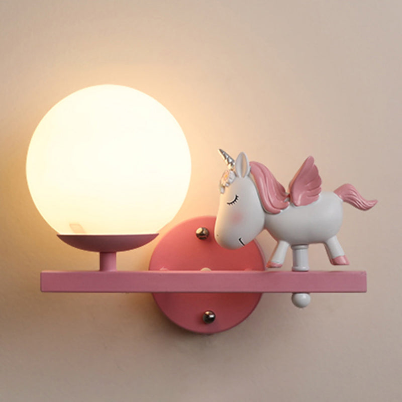 Modern Metal Wall Sconce Ball Shape Wall Light with Glass Shade for Bedroom