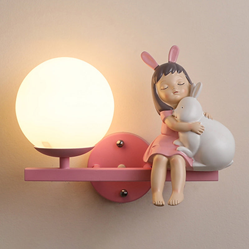 Modern Metal Wall Sconce Ball Shape Wall Light with Glass Shade for Bedroom