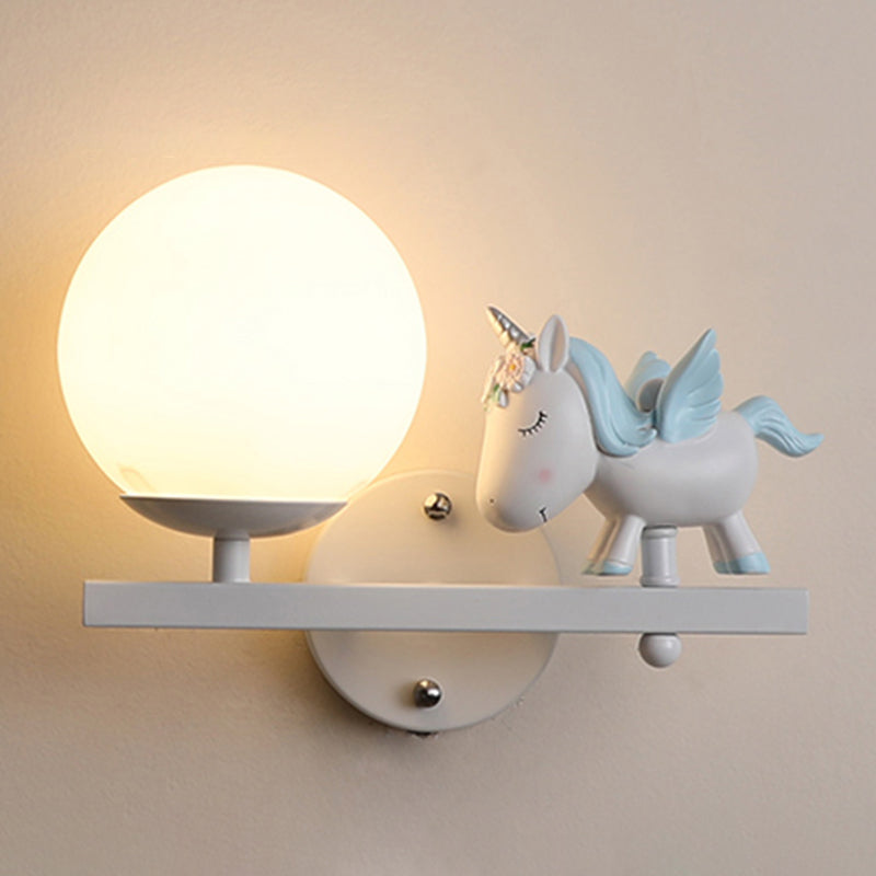 Modern Metal Wall Sconce Ball Shape Wall Light with Glass Shade for Bedroom