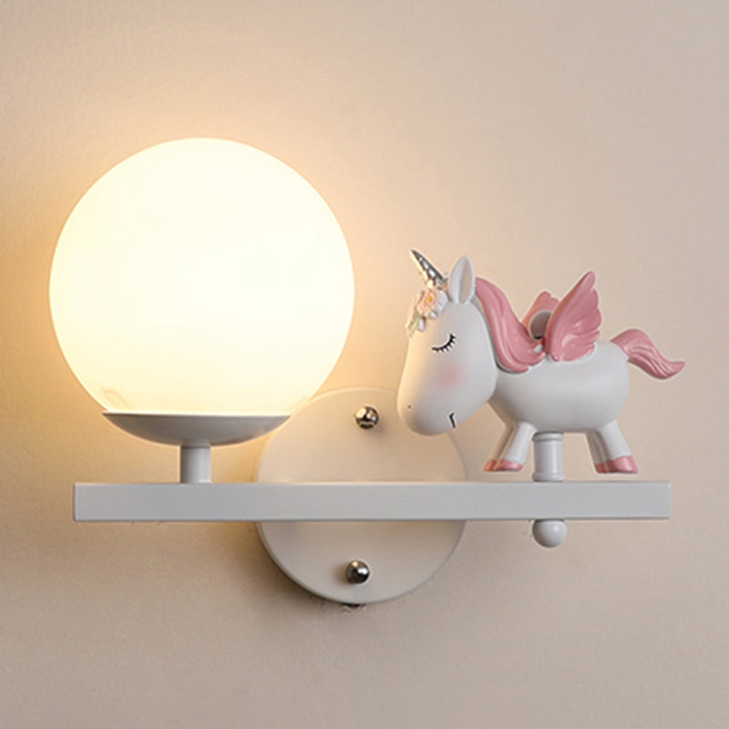 Modern Metal Wall Sconce Ball Shape Wall Light with Glass Shade for Bedroom