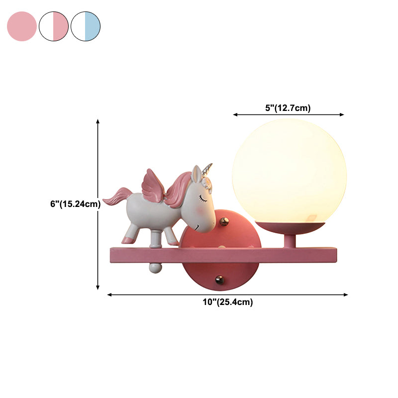 Modern Metal Wall Sconce Ball Shape Wall Light with Glass Shade for Bedroom