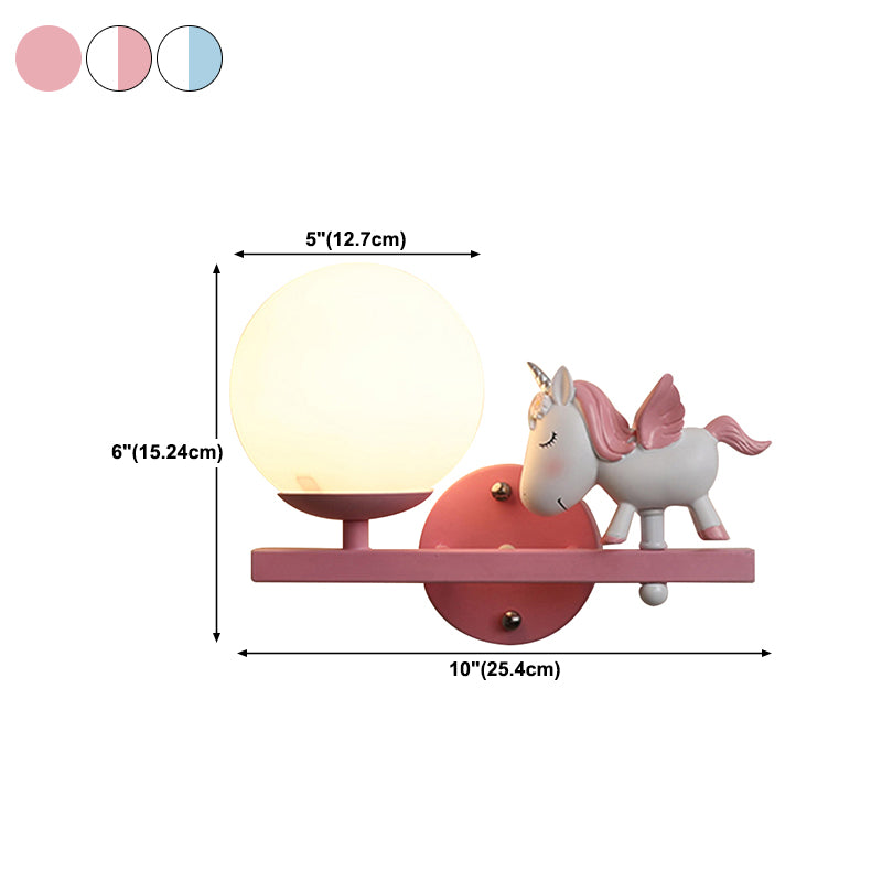 Modern Metal Wall Sconce Ball Shape Wall Light with Glass Shade for Bedroom