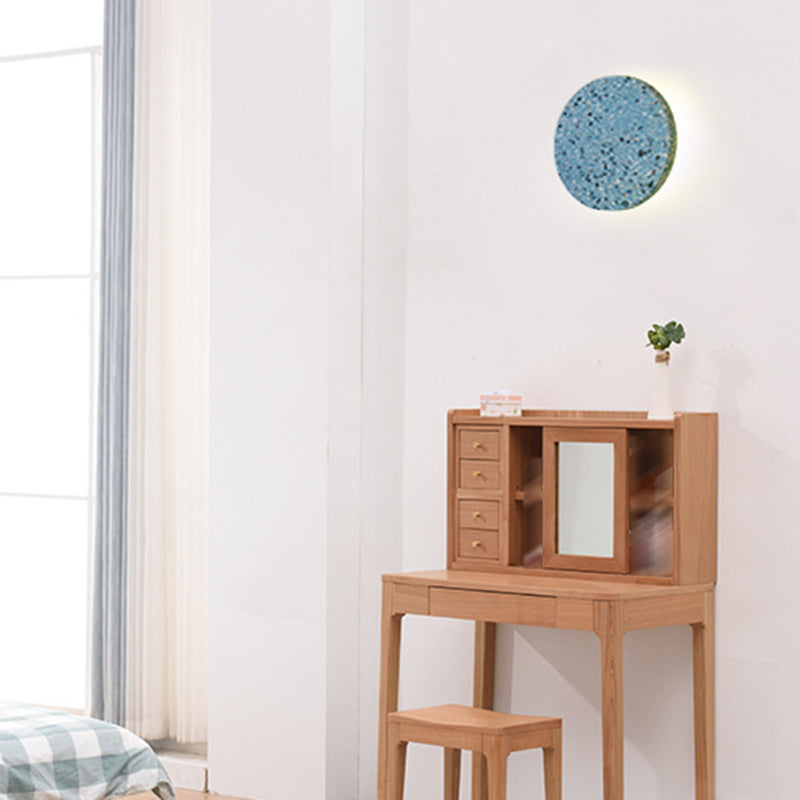 Modernist Sconce Lighting Circular Stone Wall Lamp for Living Room