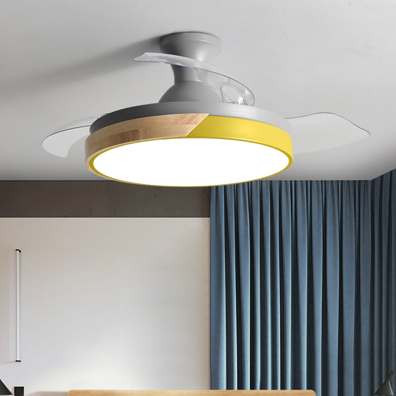 Round Metal Ceiling Fan Light Kids Style 1-Light Ceiling Fan Lamp for Living Room