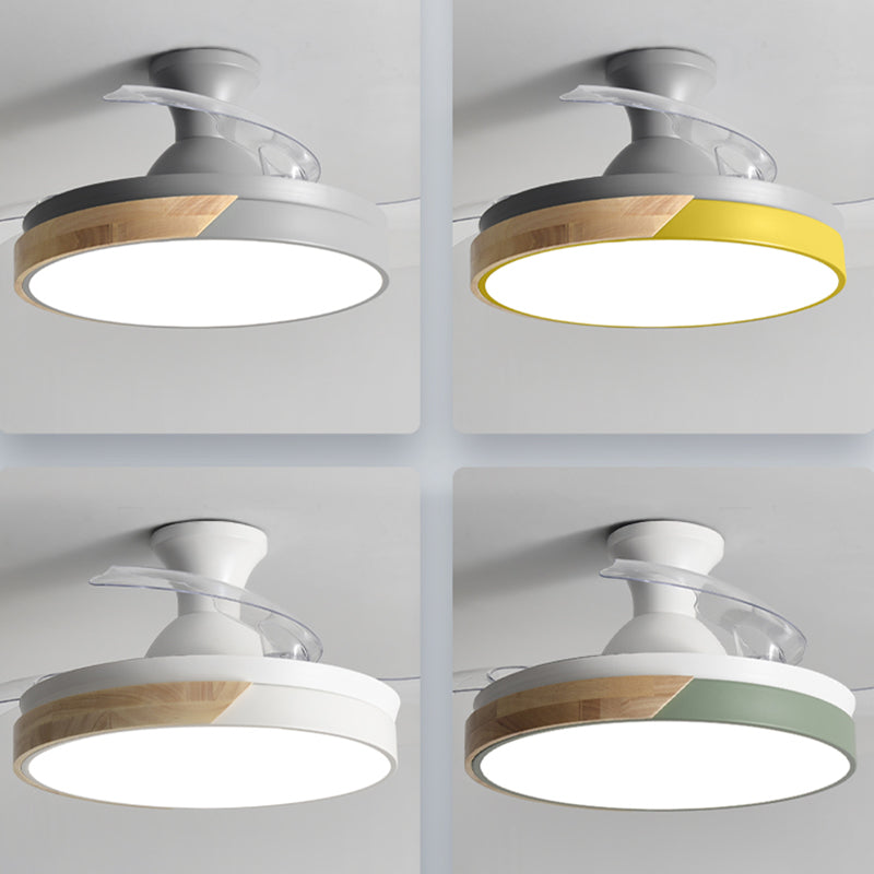 Round Metal Ceiling Fan Light Kids Style 1-Light Ceiling Fan Lamp for Living Room