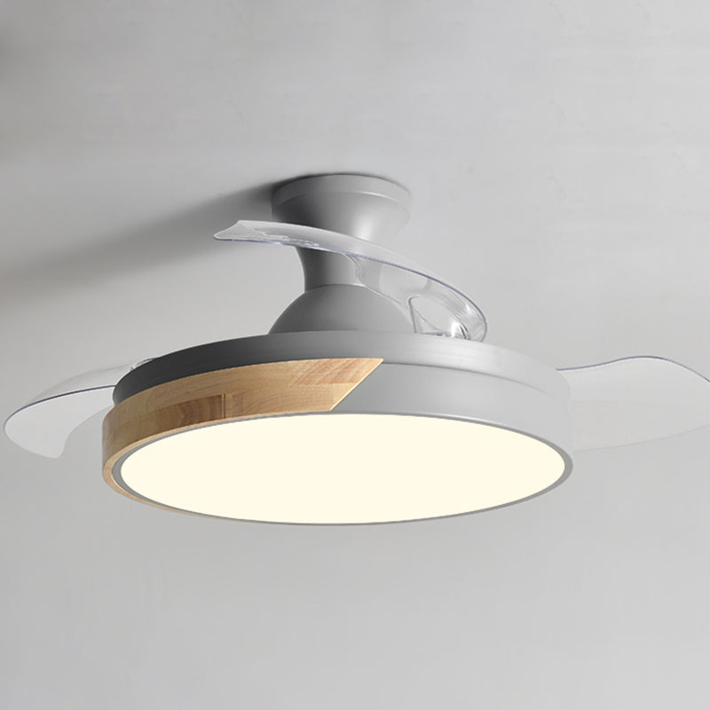 Round Metal Ceiling Fan Light Kids Style 1-Light Ceiling Fan Lamp for Living Room