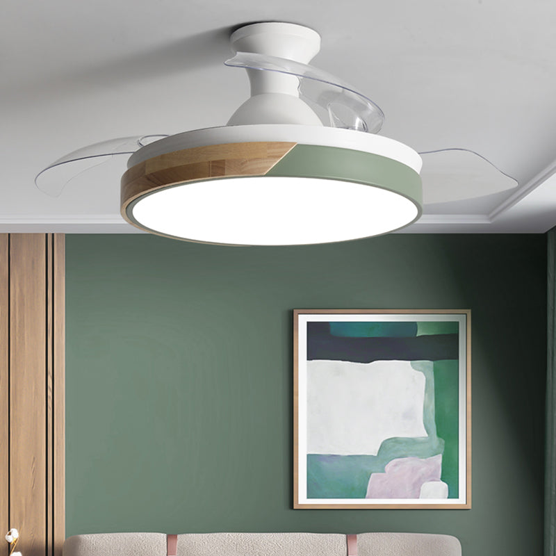 Round Metal Ceiling Fan Light Kids Style 1-Light Ceiling Fan Lamp for Living Room
