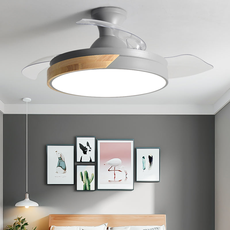 Round Metal Ceiling Fan Light Kids Style 1-Light Ceiling Fan Lamp for Living Room