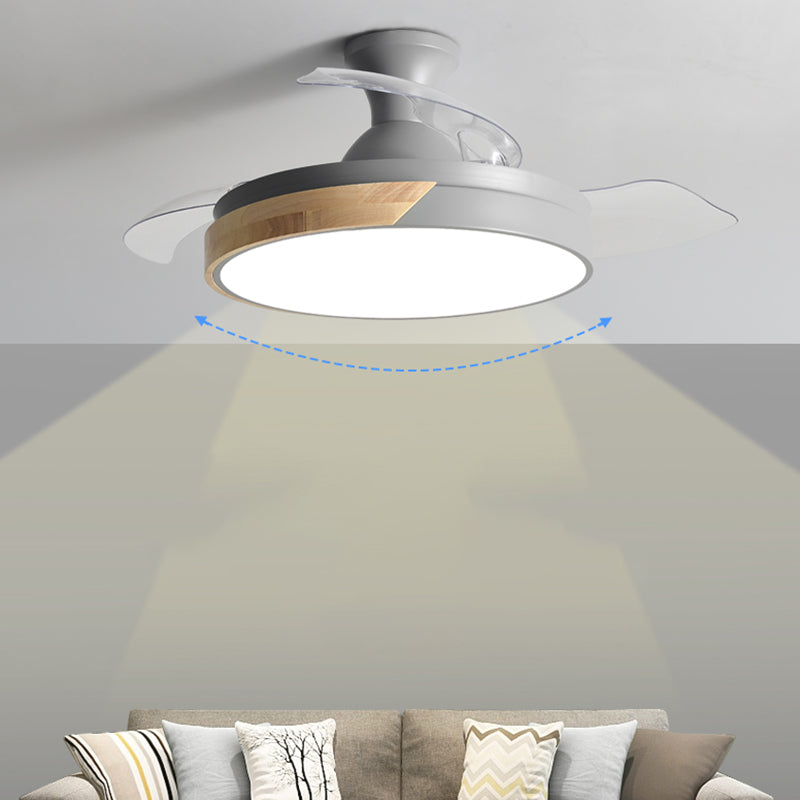 Round Metal Ceiling Fan Light Kids Style 1-Light Ceiling Fan Lamp for Living Room