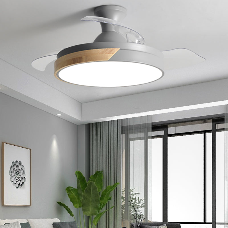 Round Metal Ceiling Fan Light Kids Style 1-Light Ceiling Fan Lamp for Living Room