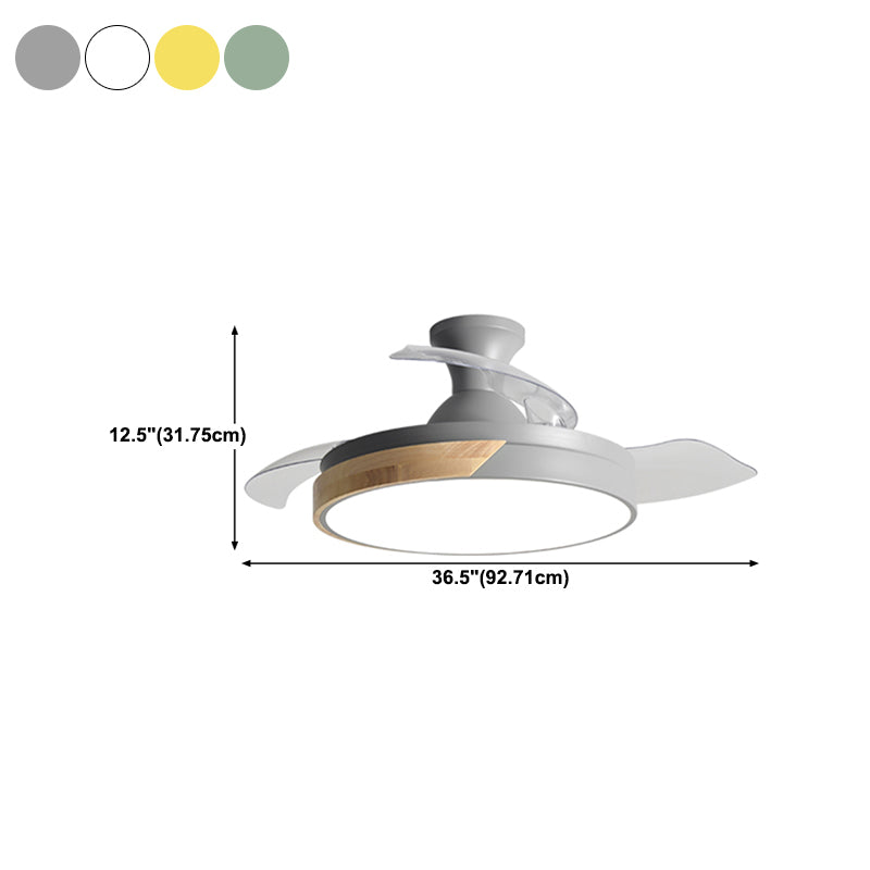 Round Metal Ceiling Fan Light Kids Style 1-Light Ceiling Fan Lamp for Living Room