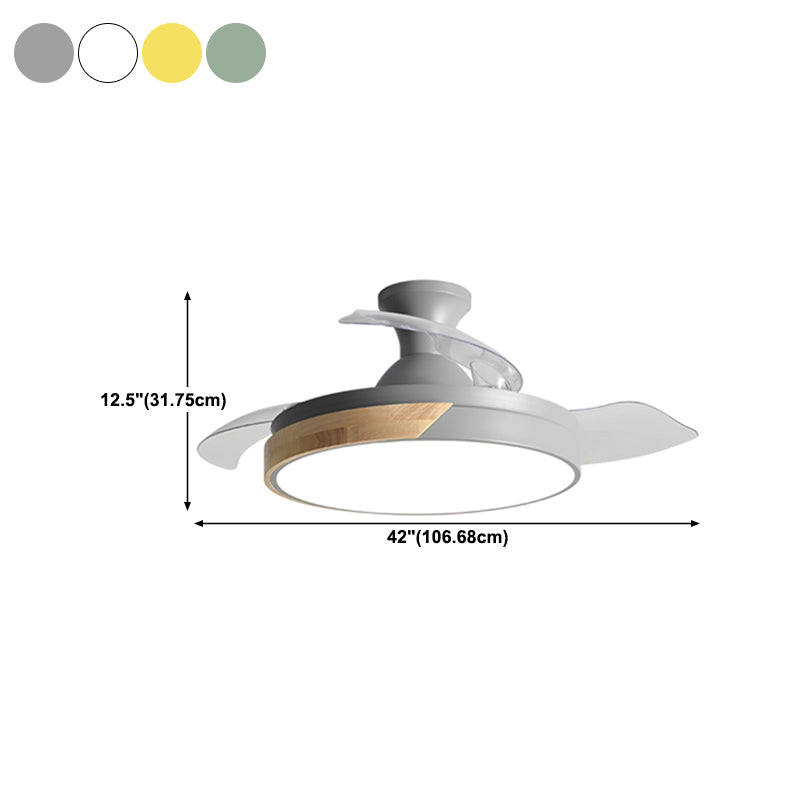 Round Metal Ceiling Fan Light Kids Style 1-Light Ceiling Fan Lamp for Living Room
