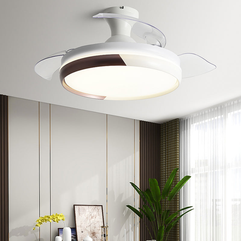Round Metal Ceiling Fan Light Kids Style 1-Light Ceiling Fan Lamp for Living Room