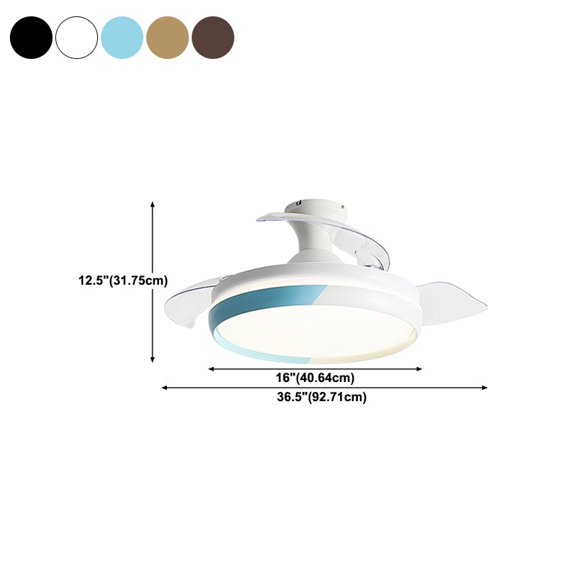 Round Metal Ceiling Fan Light Kids Style 1-Light Ceiling Fan Lamp for Living Room