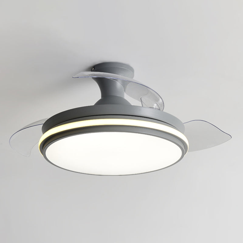 Round Metal Ceiling Fan Lights Kids Style 2 Light Ceiling Fan Lamps for Living Room