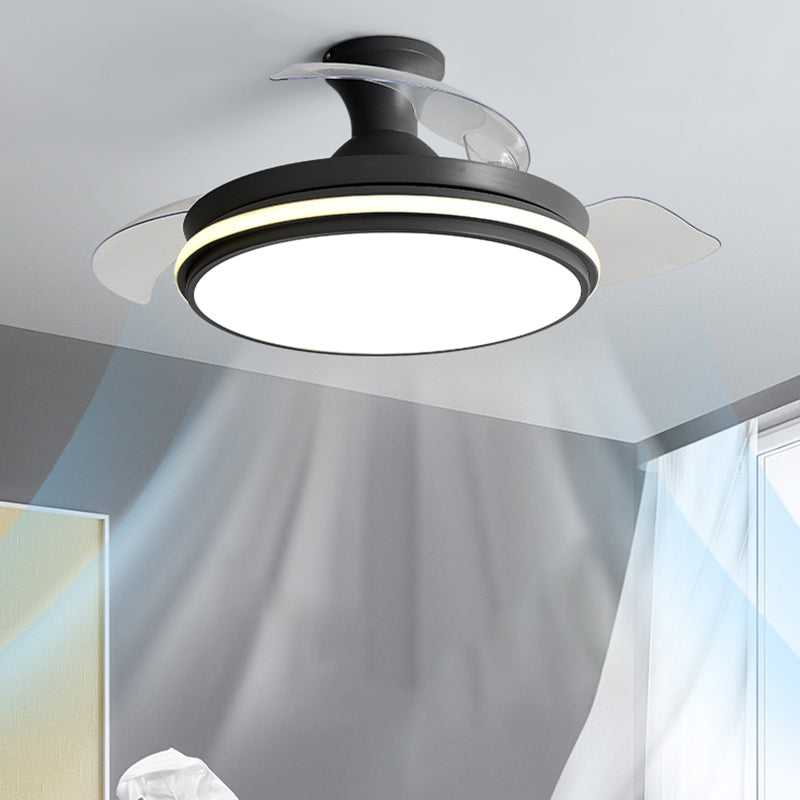Round Metal Ceiling Fan Lights Kids Style 2 Light Ceiling Fan Lamps for Living Room