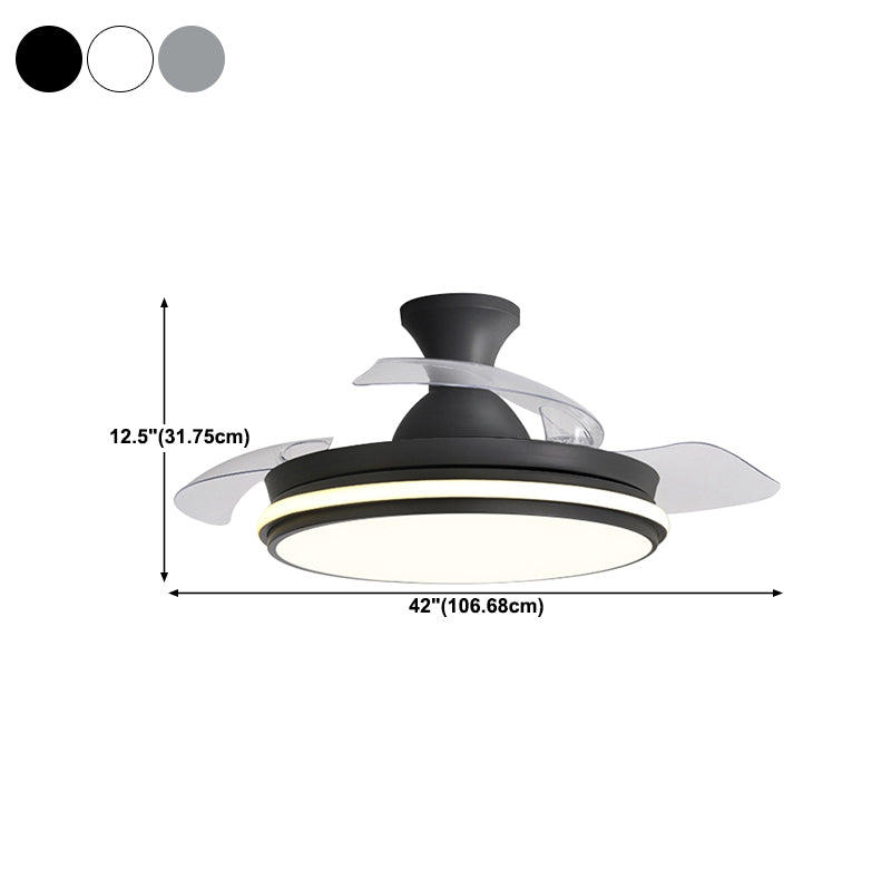 Round Metal Ceiling Fan Lights Kids Style 2 Light Ceiling Fan Lamps for Living Room